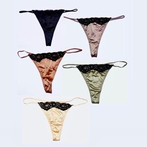 NEW! Luxurious Satin & Lace Panty Thong Bundle